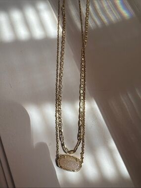 Kendra Scott Gold Layered Necklace with Oval Druzy Pendant